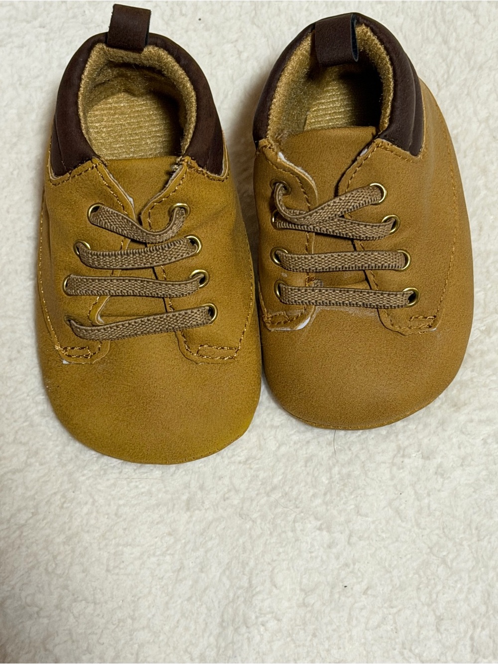 child of mine Tan and Dark Brown Soft-Soled Baby Walker Shoes
